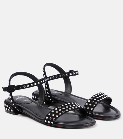 Christian Louboutin Sweet Jane Strass Boum Suede Sandals In Black