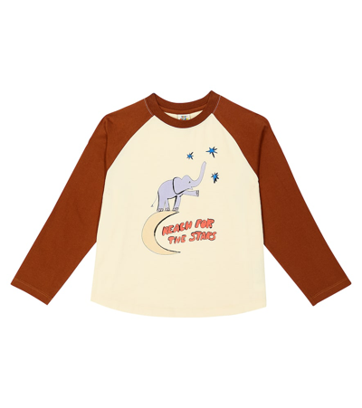 Jellymallow Kids' Elephant Cotton Jersey T-shirt In Brown