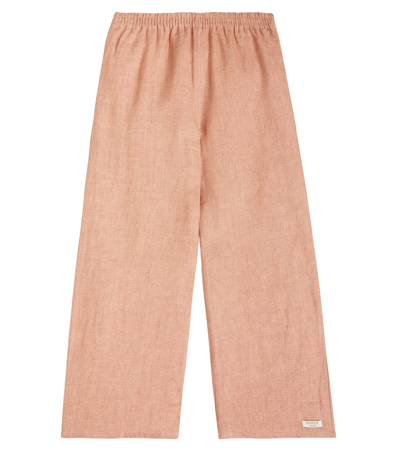 Donsje Kids' Revoi Linen-blend Trousers In Rust Metallic