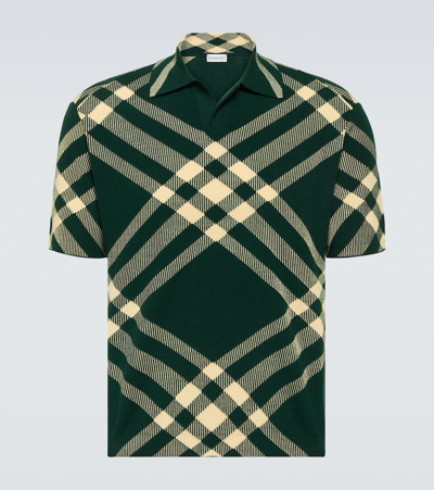 Burberry Check Wool Blend Polo Shirt In Daffodil