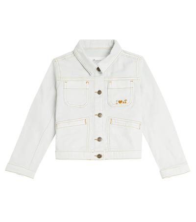 Bonpoint Kids' Cassidy Embroidered Denim Jacket In White