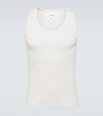 Bottega Veneta Ribbed-knit Cotton-blend Jersey Tank Top In White