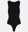 Khaite Campagna Open-back Stretch-knit Thong Bodysuit In Black