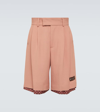 Amiri Double-pleated Twill Viscose Shorts With Polka Dot Detail In Cork