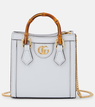 Gucci Diana Mini Leather Tote Bag In 蓝色