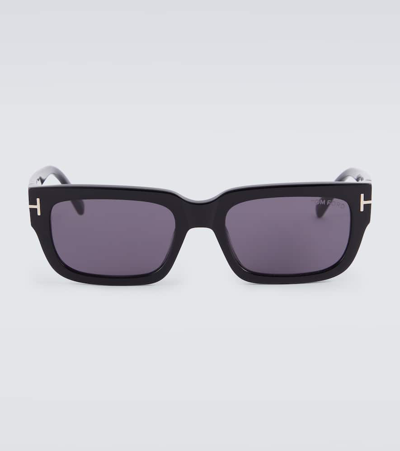 Tom Ford Ezra Rectangular Sunglasses In Shiny Black  