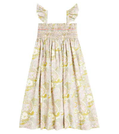 Bonpoint Kids' Frances Printed Smoked Cotton Dress In Light Violet