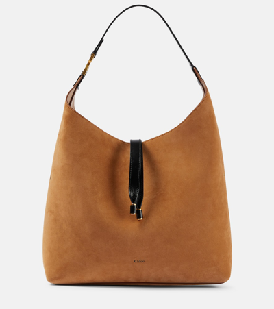 Chloé Marcie Small Suede Shoulder Bag In Brown