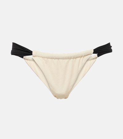 Same 90s Colourblocked Bikini Bottoms In Faux Suede Black Cream