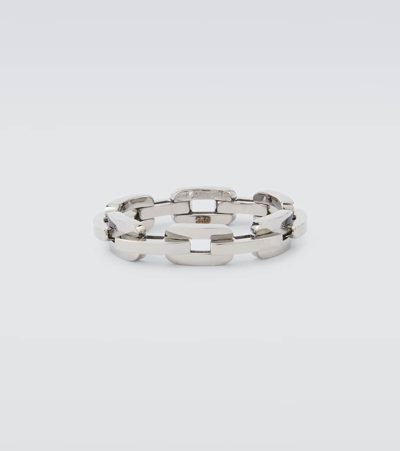 Shay Jewelry Mini Deco Link 18kt White Gold Ring In Silber