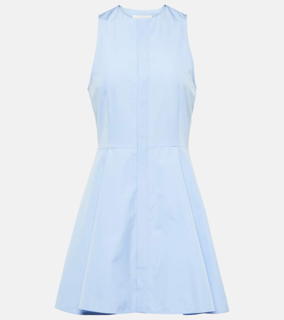 Ami Alexandre Mattiussi Godet Cotton Poplin Shirt Dress In Cashmere Blue