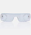 Alaïa Logo Rectangular Sunglasses In Silver-silver-silver