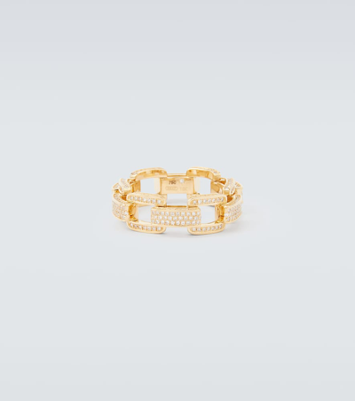 Shay Jewelry Deco Link 18kt Gold Ring With Diamonds