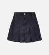 Bottega Veneta Crinkled-finish Pleated Skirt In Blue