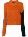 CEDRIC CHARLIER CÉDRIC CHARLIER RIBBED CROPPED JUMPER - YELLOW & ORANGE,A0904890012128554