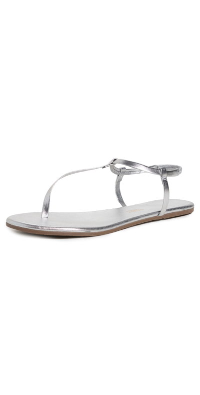 Tkees Mariana Metallic Leather Sandals In Silver