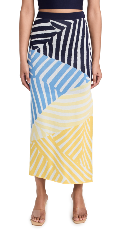 Staud Giovanni Colorblock Stripe Maxi Sweater Skirt In Mosaic Multi