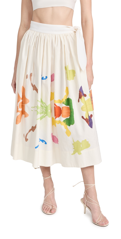 Rosie Assoulin Rorschach Tie-detailed Maxi Skirt In White