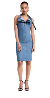 Coperni Waist Belt Halter Neck Midi Dress In Washed Blue