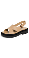 Vince Helena Leather Crisscross Slingback Sandals In Dune