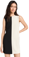 Theory Sleeveless Split Admiral Crepe Mini Shift Dress In Black/rice