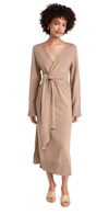 Simkhai Skyla Cotton Cashmere Midi Wrap Dress In Heather Teak