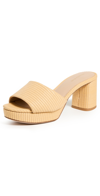 Veronica Beard Dali Leather Platform Slide Sandals In Beige