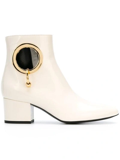 Coliac 55mm Alice Cutout Leather Ankle Boots, Off White In Off White