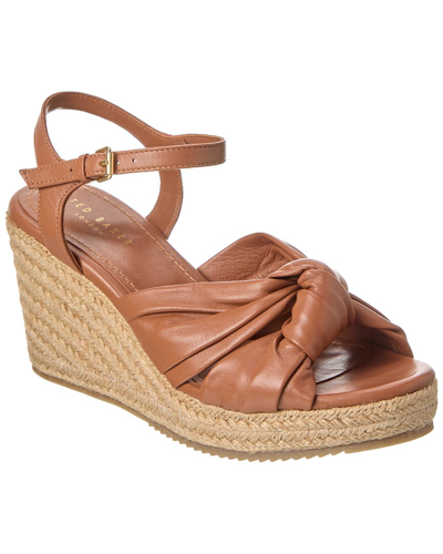 Ted Baker Taymin Leather Wedge Sandal In Brown
