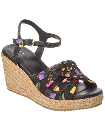 Ted Baker Cardone Canvas Wedge Sandal In Black