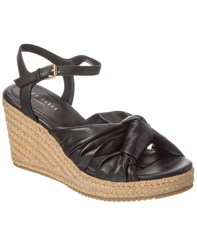 Ted Baker Taymin Leather Wedge Sandal In Black