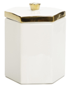 VIVIENCE VIVIENCE 7.5IN WHITE HEXAGON SHAPED BOX WITH GOLD FLOWER KNOB ON COVER