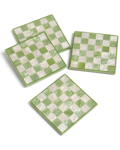 Tiramisu Set Of 4 Resin Coasters In Green