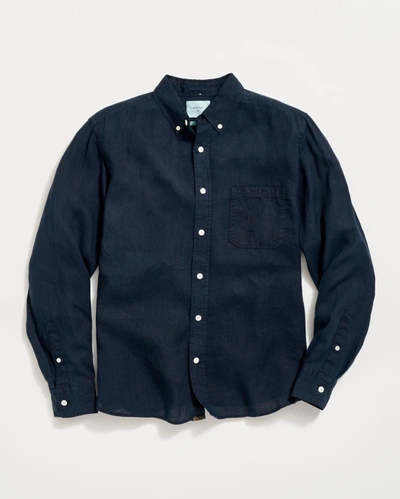 Billy Reid Tuscumbia Linen Shirt Button Down In Carbon Blue