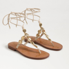 Sam Edelman Deirdre Wrap Sandal Linen Leather In Beige
