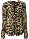 SAINT LAURENT leopard print gathered blouse,484769Y374Q