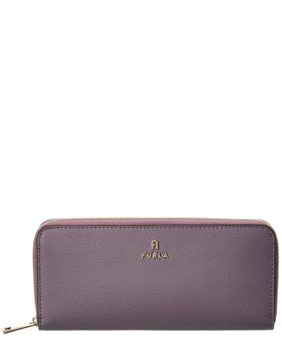 Furla Camelia Xl Leather Zip Around Slim Wallet In Purple