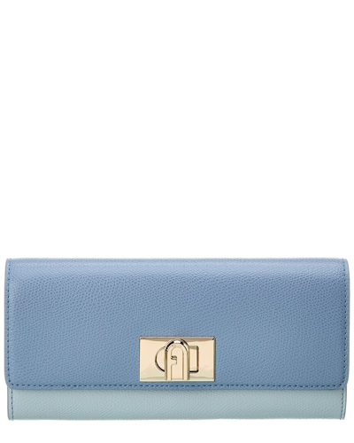 Furla 1927 Leather Continental Wallet In Blue