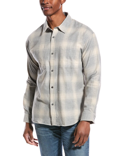 Frame Plaid Flannel Shirt Grey/oatmeal Plaid 100% Cotton