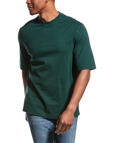 Burberry Dark Green Crew Neck T-shirt In Cotton Man
