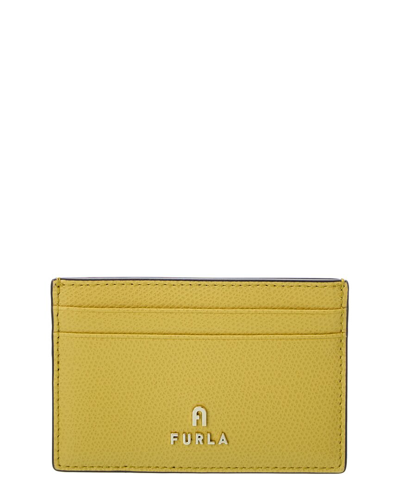 Furla Camelia Small Leather Card Case In Yellow