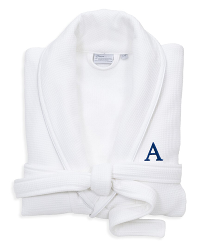 Linum Home Textiles Monogrammed Waffle Large/x-large Terry Bathrobe, (a-z) In White