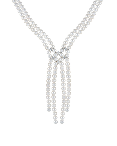 Splendid Pearls Splendid Rhodium Plated Silver 6-6.5mm Freshwater Pearl Necklace In White