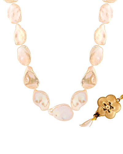 Splendid Pearls Rhodium Plated 15-16mm Keshi Pearl Necklace In Gold