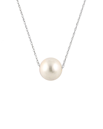 Splendid Pearls Rhodium Plated 9-10mm South Sea Pearl Necklace In Metallic