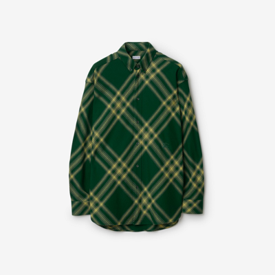 Burberry Check Wool Shirt In Primrose