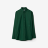 Burberry Equestrian Knight Embroiered Cotton Shirt In Ivy