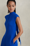 Reiss Libby - Cobalt Blue Fitted Asymmetric Midi Dress, Us 0