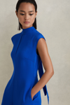 Reiss Cobalt Blue Fitted Asymmetric Midi Dress