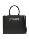 Just Cavalli Logo-lettering Faux-leather Tote Bag In Black